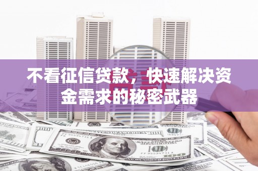 东兴不看征信贷款，快速解决资金需求的秘密武器