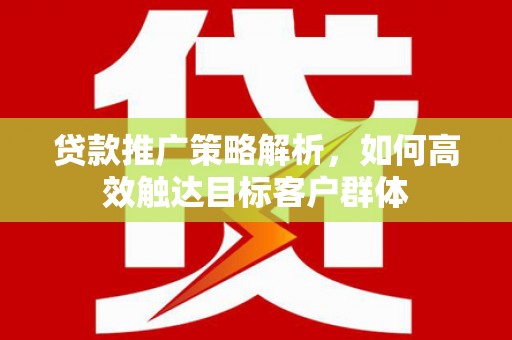 东兴贷款推广策略解析，如何高效触达目标客户群体
