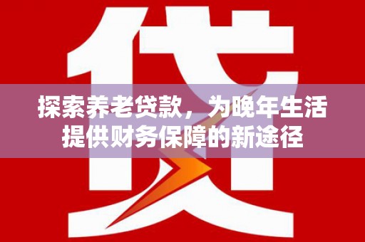 东兴探索养老贷款，为晚年生活提供财务保障的新途径