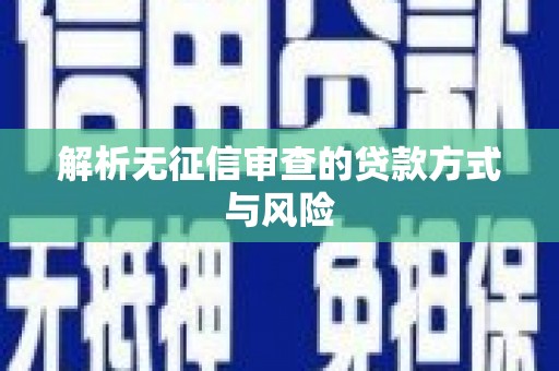 东兴解析无征信审查的贷款方式与风险